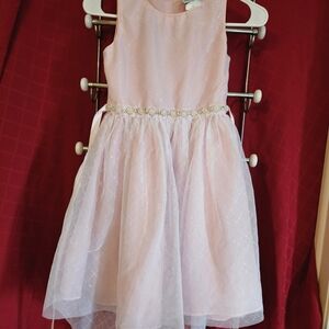 Charming Pink Kids Casual Dress with Floral Waist Size 10 ***5/30***
